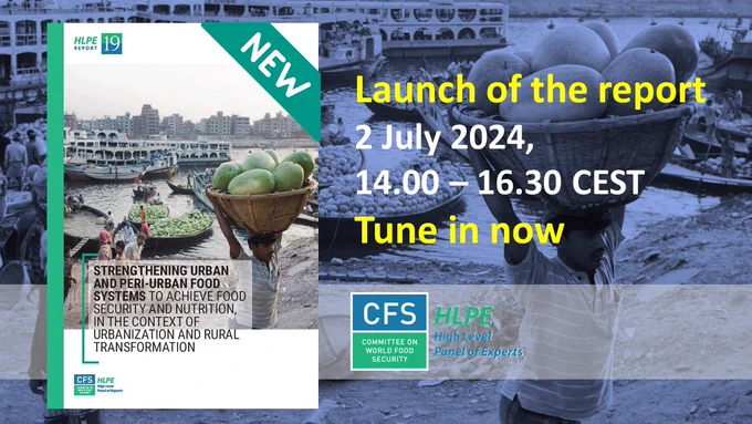 The High Level Panel of Experts on Food Security and Nutrition (HLPE-FSN) is launching its report “Strengthening urban and peri-urban food systems to achieve food security and nutrition, in the context of urbanization and rural transformation” 