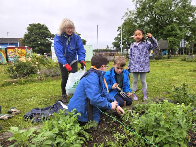 Weeding the beds Springfield Park