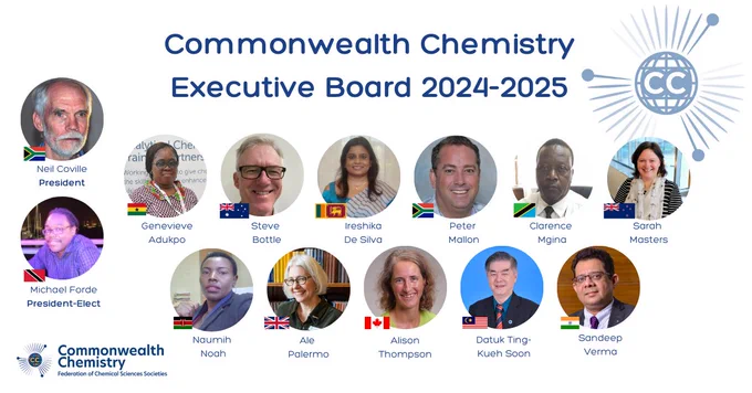 Graphic showing the 13 Executive Board members of Commonwealth Chemistry