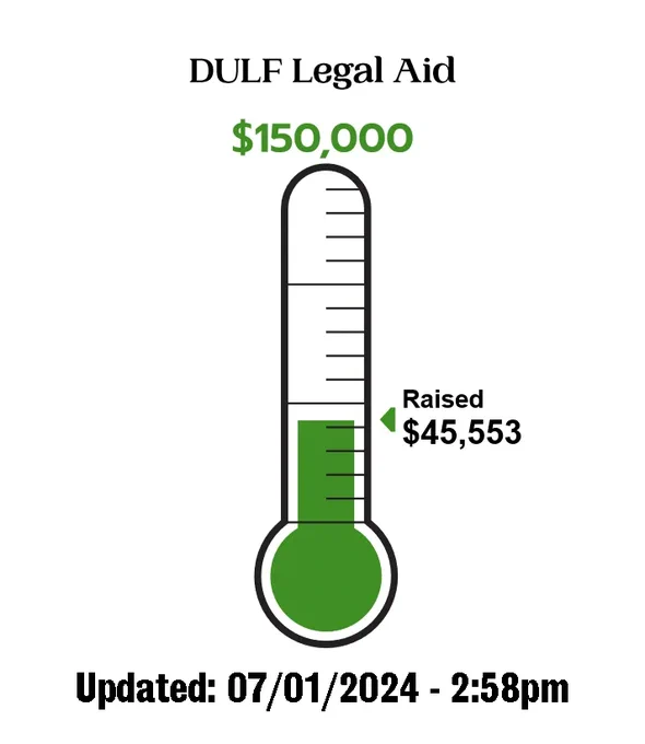 DULF Legal Aid progress
$45,553 / $150,000
Updated July 1, 2024