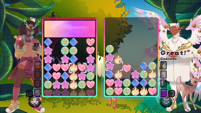 screenshot of a 2 player battle game of spirit swap