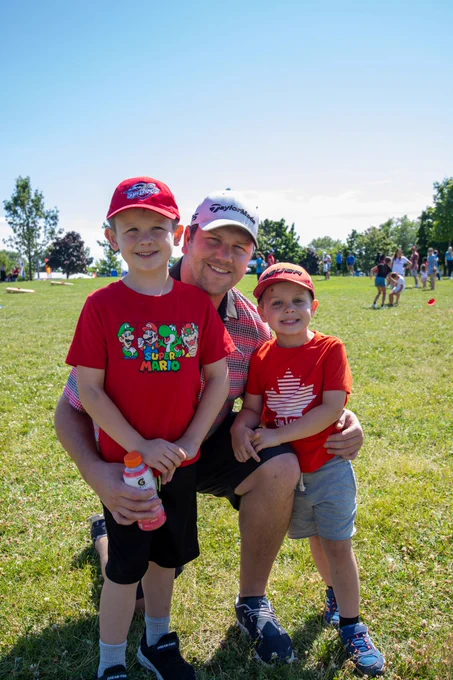 Dad with two kids