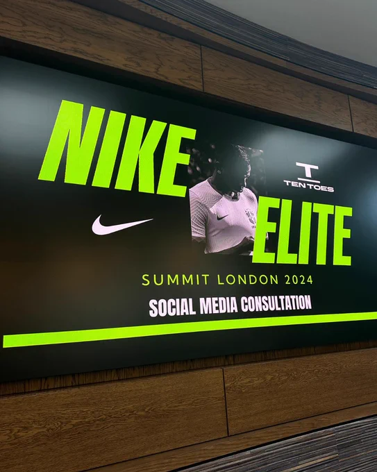 A screen showing Nike Elite Summit London 2024 social media consultation