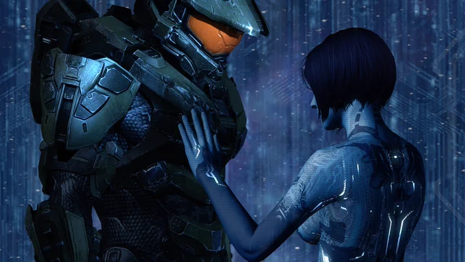 Halo 4 screenshot of the Master Chief and Cortana's farewell