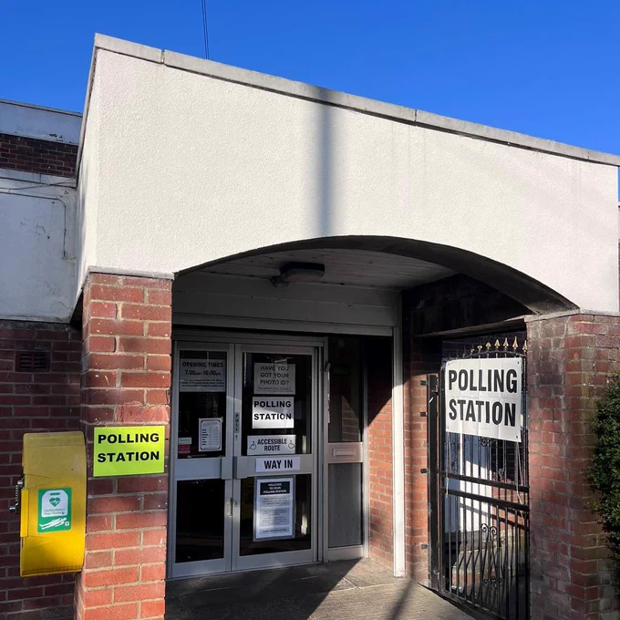 The exterior of a polling station in Leeds.
