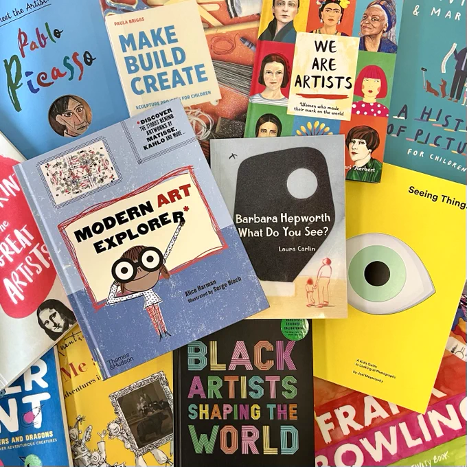 A bright and colourful collection of children's art books 