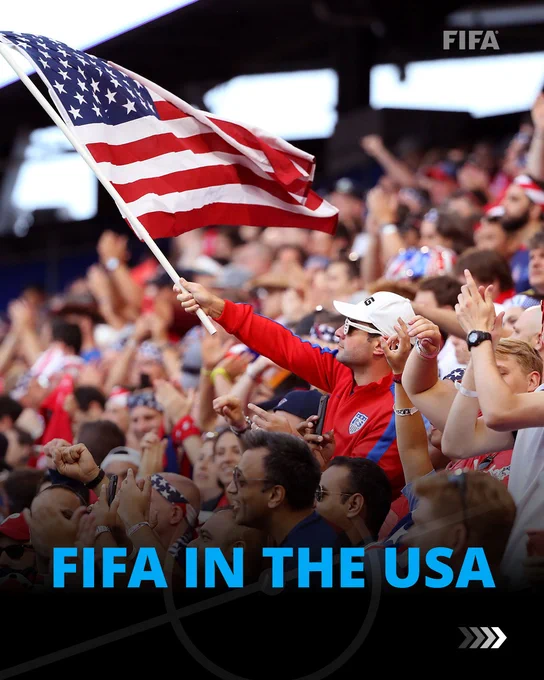 A football fan waving the USA flag.