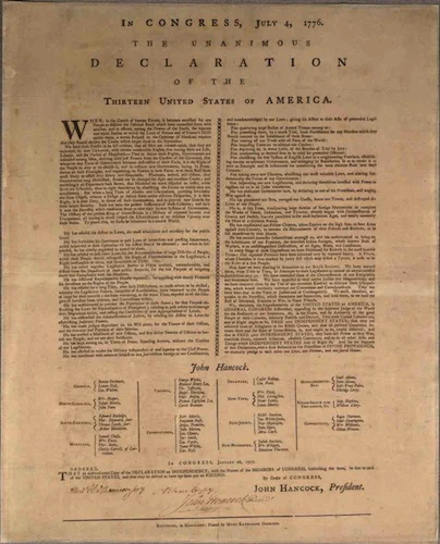 Mary Katherine Goddard's first printing of the Declaration of Independence, 1776