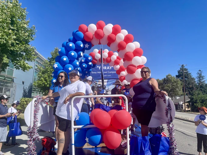 Toray Advanced Composites float at the Morgan Hill Freedomfest parade on July 4, 2024.