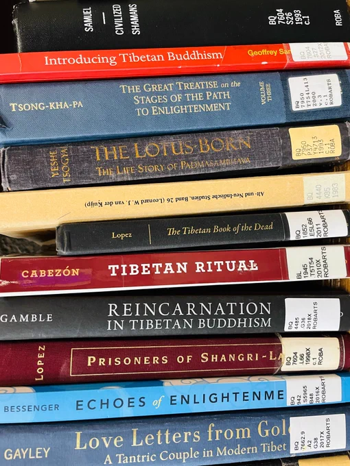 A stack of titles from one of the shelves