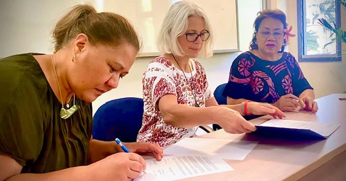 Pro Vice-Chancellor Pacific for UoA, Professor Jemaima Tiatia-Siau, with Vice-Chancellor Professor Dawn Freshwater and National University of Samoa Vice-Chancellor Professor Tuifuisa’a Patila Amosa.