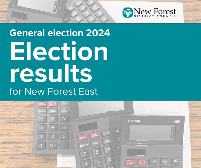 Text reads: "General election 2024, Election results for New Forest East."