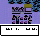 screenshot of 3 npc ladies on stage by a beach