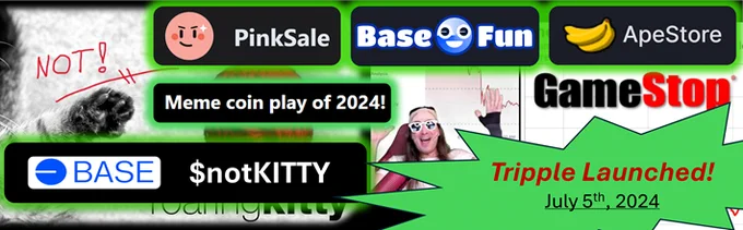 https://nottheroaringkitty.xyz/#buy

Meme coin play of 2024!

Inspired by the legendary meme stock promoter The Roaring Kitty.

Not The Roaring Kitty is generating excitement and fun for crypto enthusiasts who appreciate the blend of nostalgia, purpose, safety, and community. 

By channeling the spirit of Roaring Kitty a memorable and enjoyable crypto experience is being had by all ! 