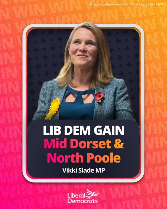 Liberal Democrats GAIN Mid Dorset and North Poole  - Vikki Slade MP 