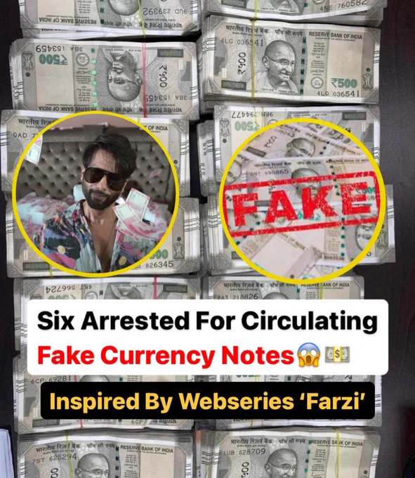 The Karnataka Police has arrested six members of a gang involved in printing and circulating fake currency notes from Belagavi district, officials said on Wednesday. Officials also said that the gang was inspired by the Hindi web series ‘Farzi’.
.
The arrested accused, identified as Anwar Yadawad, Saddam Yadalli, Ravi Hyagadi, Dundappa Onashenavi, Vittal Hosathotal, and Mallappa Kundali, were involved in producing fake notes with face values of Rs 100 and Rs 500.