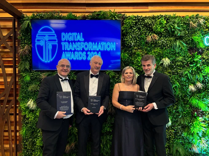 RedZinc CEO Donal Morris receives the award for Best Digital Transformation - Healthcare 2024