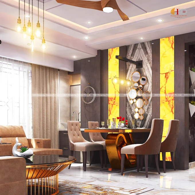 Living cum Dining Room Interior - HID Designing Dreams 