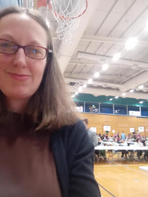 A selfie of Dr Gemma Loomes at the Stoke-on-Trent election count