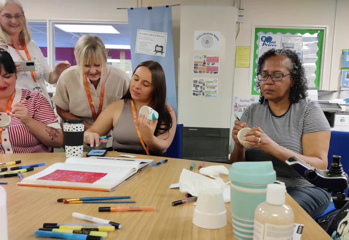 Pot painting in Brinsbury library