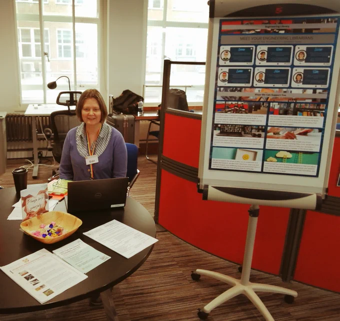 Our friendly librarian waiting to welcome and inform prospective students