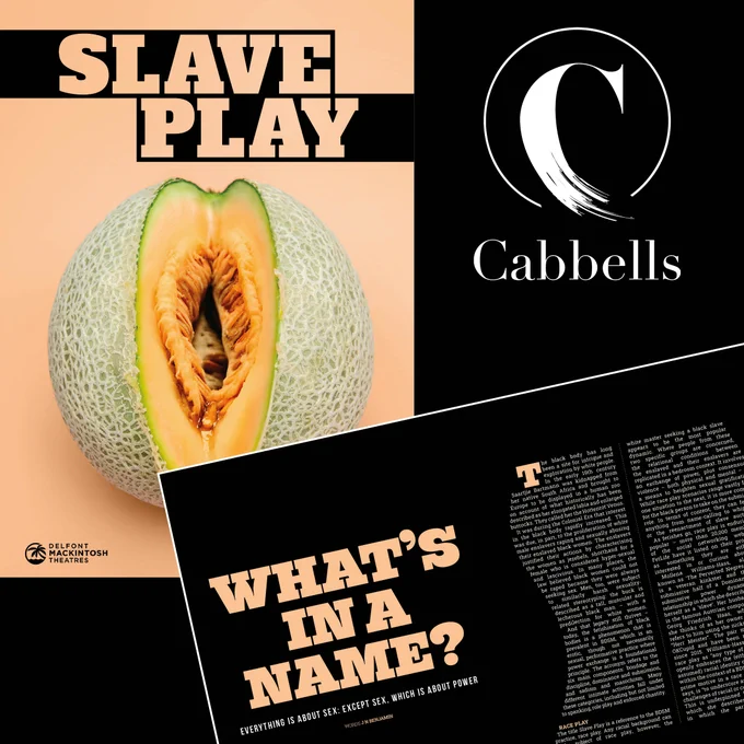 The Slave Play theatre programme, with a snippet of one of the features from inside.