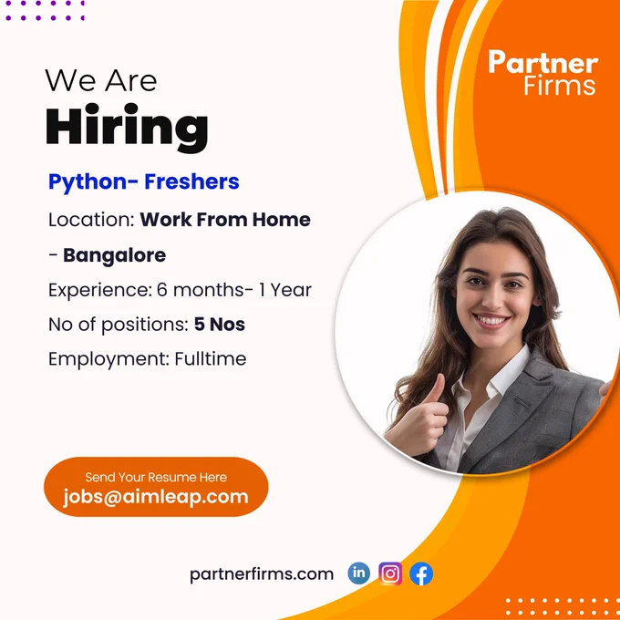 Python Data Analyst (Fresher/Trainee)
Experience: 0 to 1 Year
Location: Anywhere/India
Salary: 10K-15K INR per month
No of positions: 5 Nos
Functional Area: Data Management/Automation
Notice Period: Immediate

Responsibilities:

Hands-on Python and Pandas based data extraction, exploratory data
analysis and data cleaning
MS Excel hands-on experience
Good to have exposure to Web Data scraping/Web Data Mining, SQL
queries and databases
Good to have experience in working on real-time data management projects
Good Analytical & Communication skills and attention to detail

hashtag#datascience hashtag#dataanalytics hashtag#data hashtag#dataanalysts hashtag#Python hashtag#fresher hashtag#workfromhome