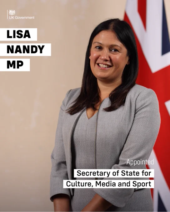 Lisa Nandy MP appointed Secretary of State for Culture, Media and Sport.
