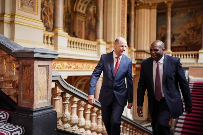 Foreign Secretary David Lammy talking to Permanent Under-Secretary of the Foreign, Commonwealth & Development Office Sir Philip Barton.
