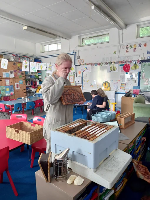 Tracy was showing us what it is like inside the hive.
