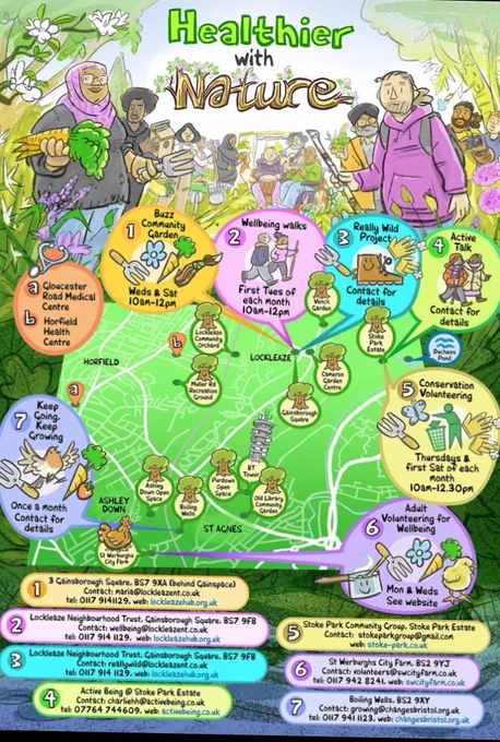 Lockleaze Neighbourhood Trust have been working with partners to produce a Healthier with Nature map of local opportunities to get outdoors for your wellbeing and help you connect with nature. Features Lockleaze.