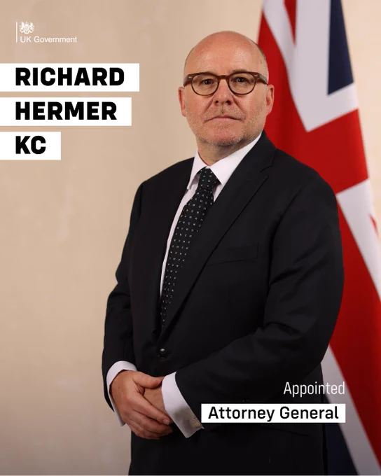 Richard Hermer KC appointed Attorney General. 