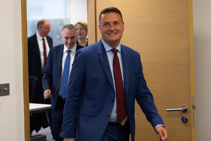 Health and Social Care Secretary Wes Streeting arrives into his office.