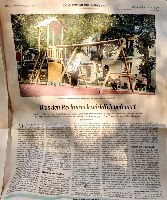 Der Standard Wochenende, S 39: "Was den Rechtsruck wirklich befeuert"