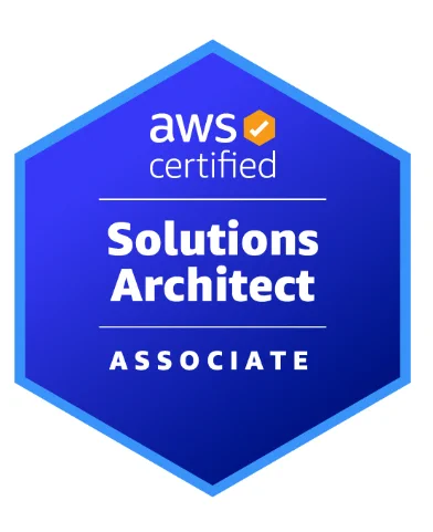 AWS certified Solutions Architect Associate Level badge Houcine Ben Guardia, a Fathom data data scientist employee, obtained.