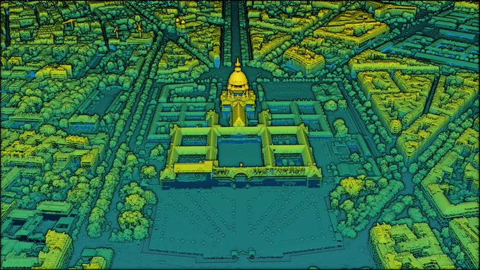 Nuage de points classés LiDAR HD, Hôtel national des Invalides, Paris (75)