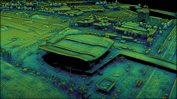 Nuage de points classés LiDARHD, Centre Aquatique Olympique, Saint-Denis (93)