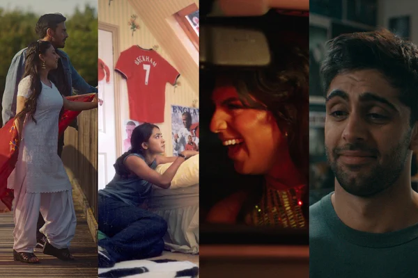 A composite image of film stills: (L-R) Little English, Bend It Like Beckham, Unicorns and Count Abdulla.