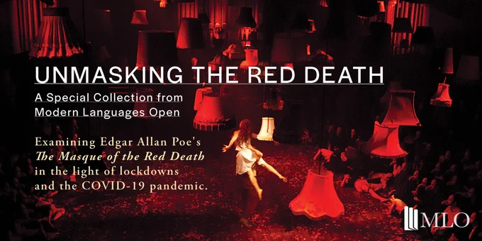 The 'Unmasking the Read Death' collection graphic of a floating girl on a red background with red lamps.