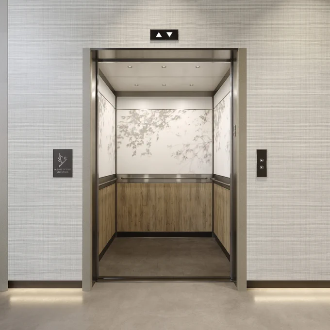 Elevator interior with Aspex.