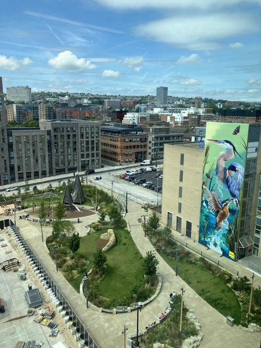 A photo of Pound’s Park and a view over Sheffield city centre