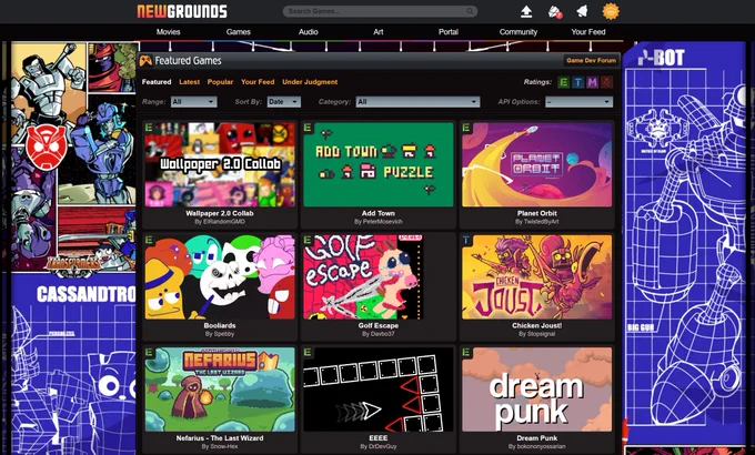 The Newgrounds games portal
