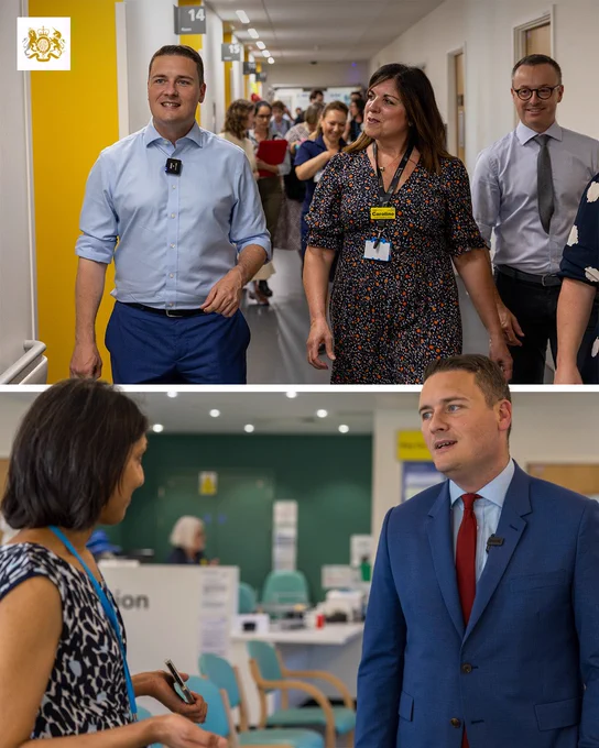 Health and Social Care Secretary Wes Streeting touring Heatherwood Hospital and speaking to staff on their work helping to cut local waiting lists for patients.