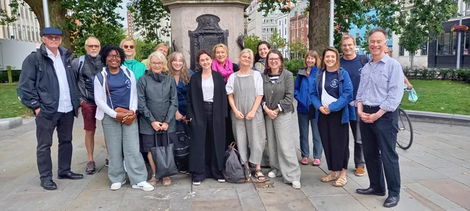 The group at the Colston plinth