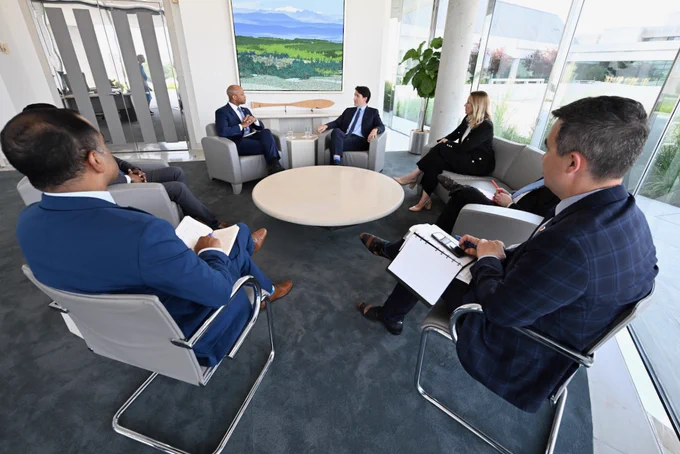 Governor Wes Moore meets with Prime Minister Justin Trudeau and Ambassador Kirsten Hillman