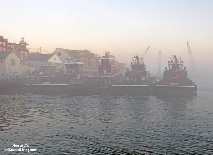 Moran tugboats in the fog at Portsmouth, NH harbor. 