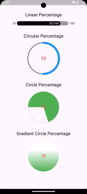 Examples of the percentages with animation 