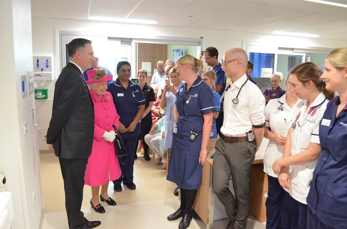 Queen Elizabeth II meets Royal Papworth nurses, doctors, physios and other members of the multi-disciplinary team on the fifth floor.