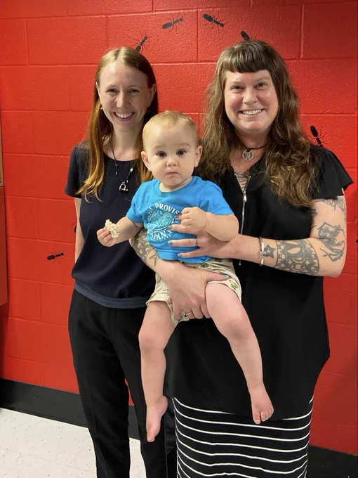 Dr. Phoebe Koenig immediately after defending her Ph.D. with her daughter and advisor.