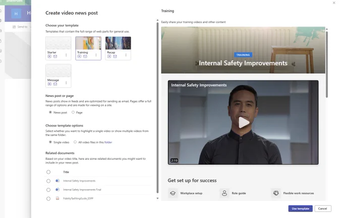 Microsoft offers the ability to create video pages directly from SharePoint, alongside the Microsoft Stream service. Within the SharePoint page and news template pickers, you will now find video page templates that are designed to empower authors in crafting pages with video as the centerpiece. 
